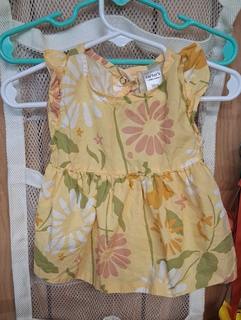 Carter's Yellow Floral Toddler Sundress with White, Pink & Green Print